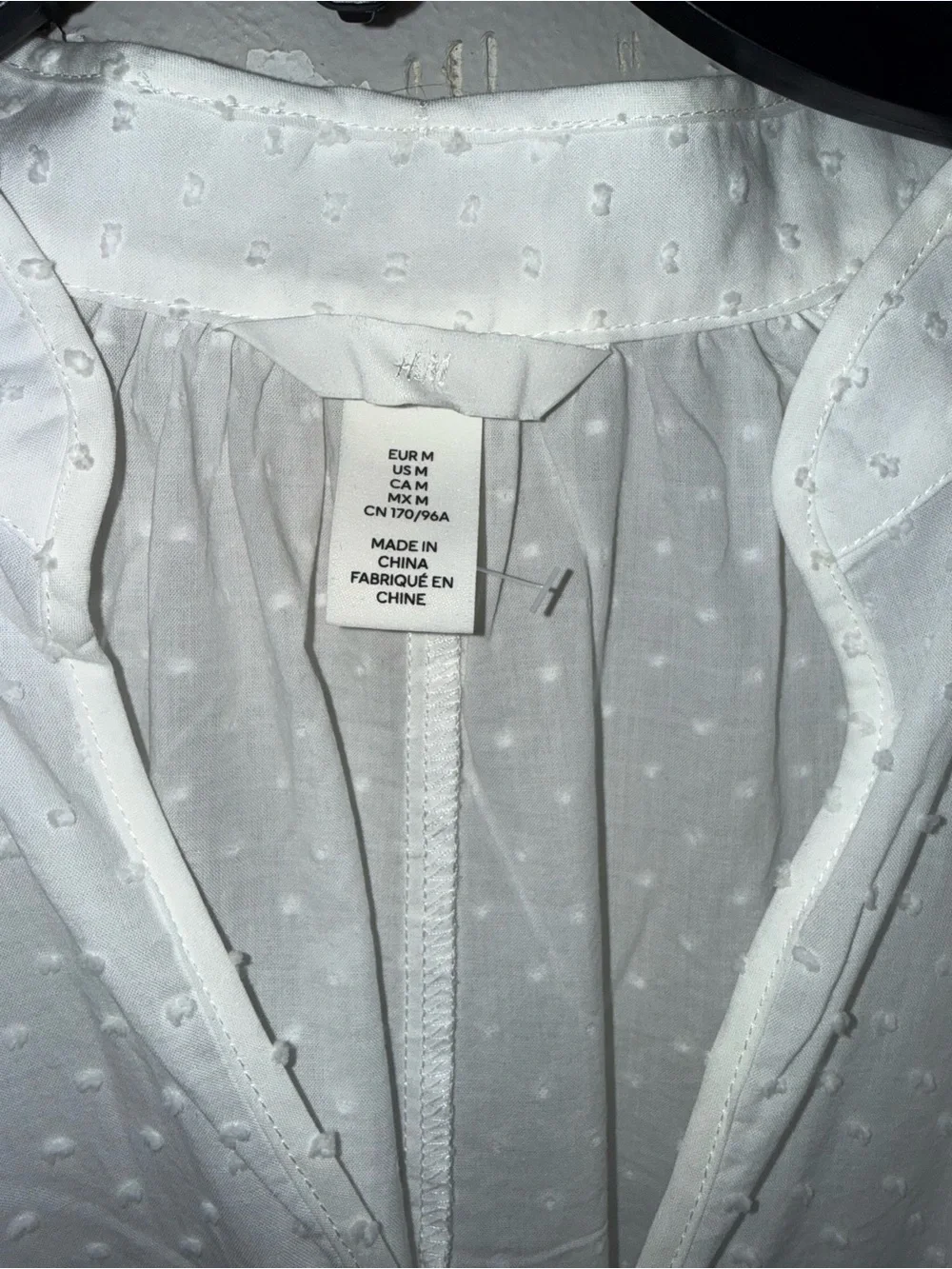 H&M White Long-Sleeve V-Neck Tie-Waist Tiered Mini Dress